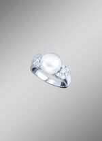 Damenring mit S&uuml;&szlig;wasser-Zuchtperle und synthetischen Zirkonia 