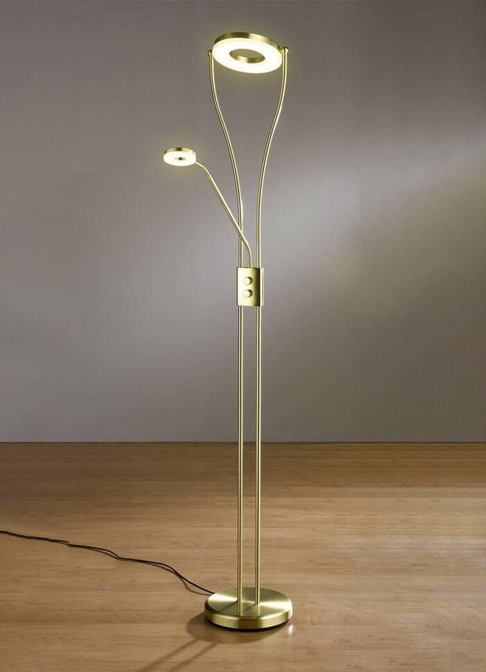 LED-Deckenfluter mit Lesearm MESSING MATT