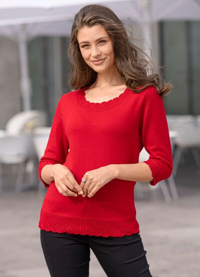 Pullover mit Wellenabschlüssen 