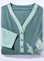 Zweierpack Nachthemden mit Knopfleiste und platziertem Druck 