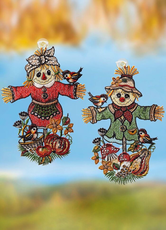 Fensterbild mit Vogelscheuchen-Motiv, 2er-Set 