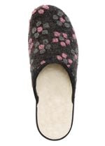 Pantoffel mit Bl&uuml;ten-Dessin ANTHRAZIT-ROSA