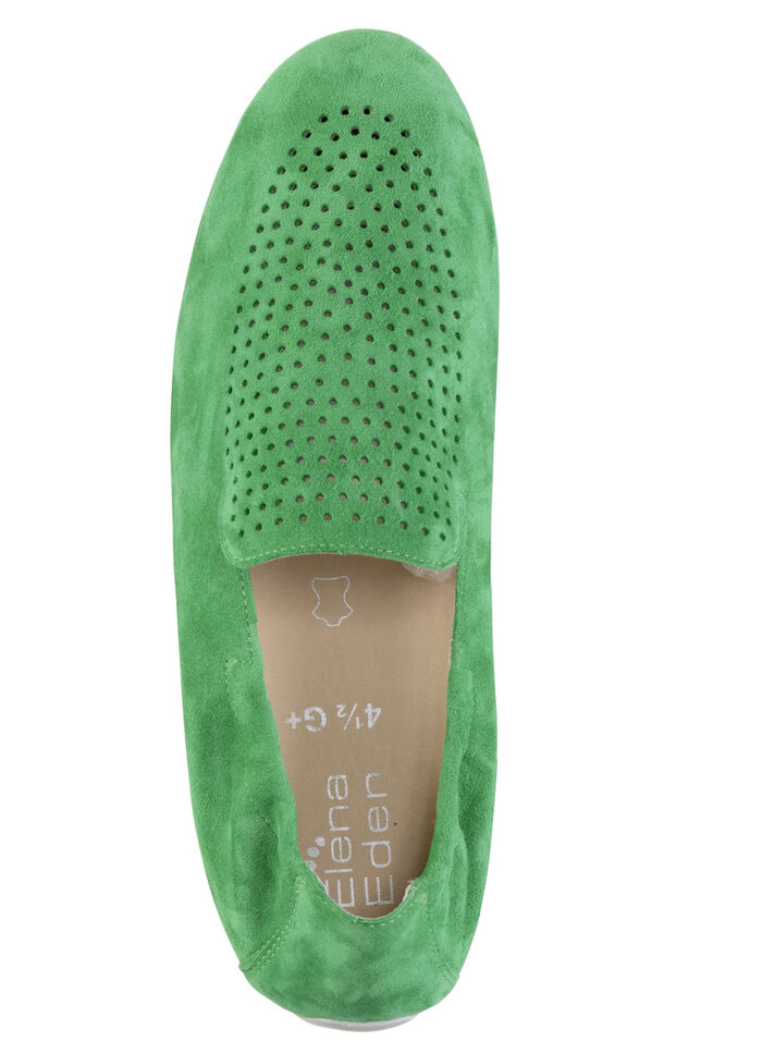 ELENA EDEN Slipper aus weichem Veloursleder mit luftiger Perforation GRÜN