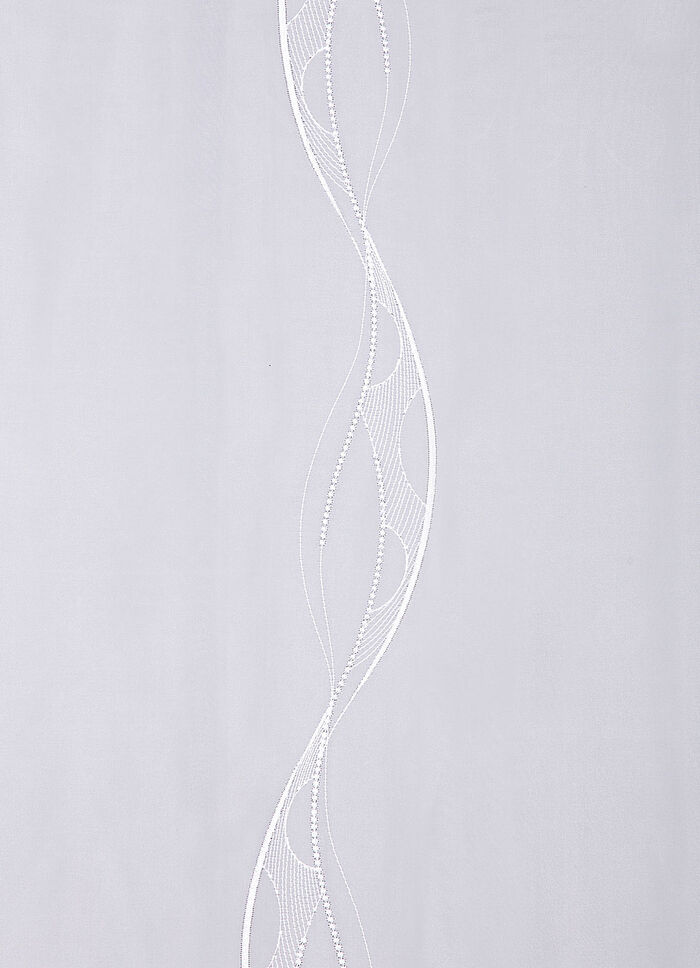 Blumenfenster-Store mit Bleibandabschluss 