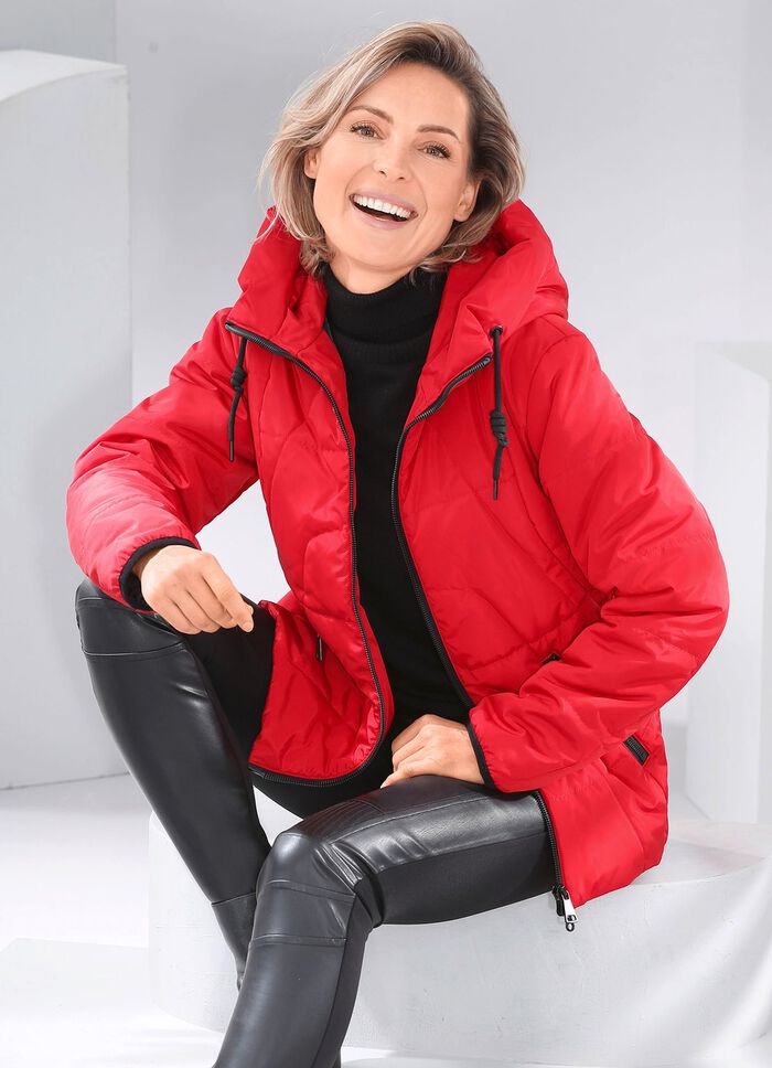 Jacke mit verl&auml;ngertem R&uuml;ckteil FEUERROT