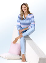 Schlafanzug aus Frottierstretch mit garngefärbtem Ringeldessin 