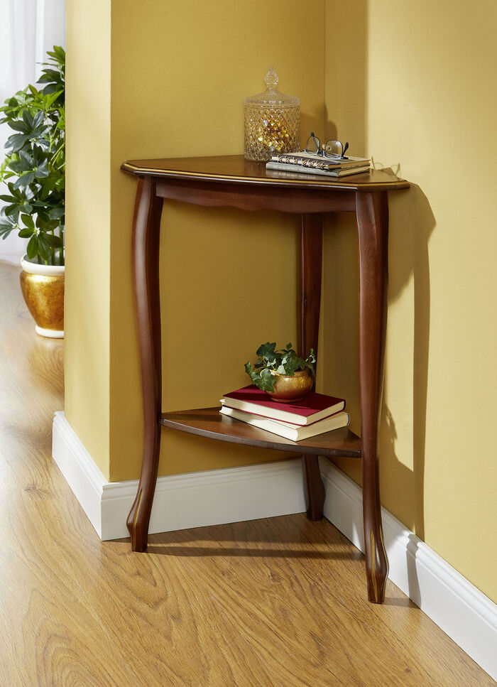 Eck-Beistelltisch mit goldfarbenen Verzierungen NUSSBAUM-GOLD