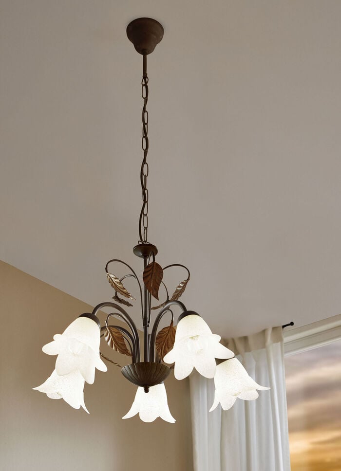 Pendelleuchte aus Metall mit Glasschirmen SCHWARZ-GOLD