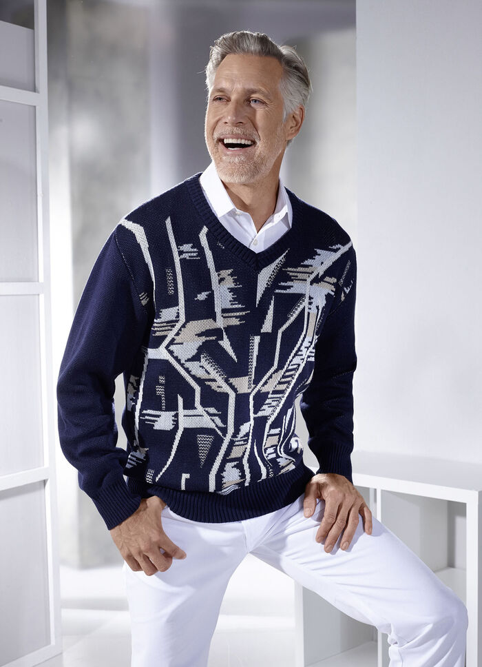 Interessanter V-Pullover MARINE