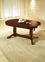 Teilmassiver Couchtisch mit gedrechseltem Tischgestell 