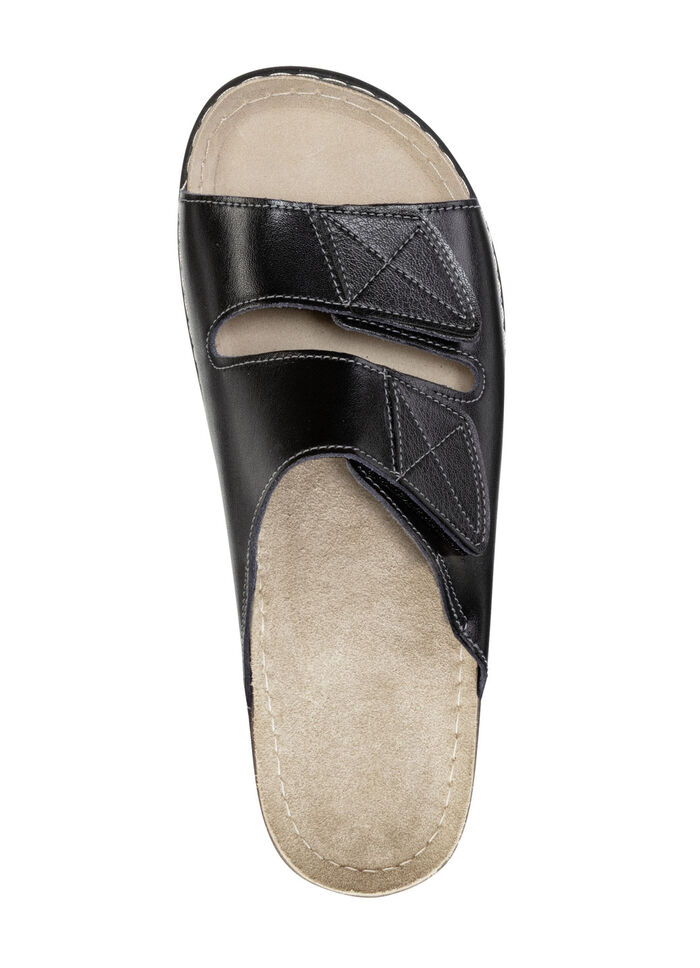 Klassische Herren-Pantoletten, mit Klettverschluss SCHWARZ