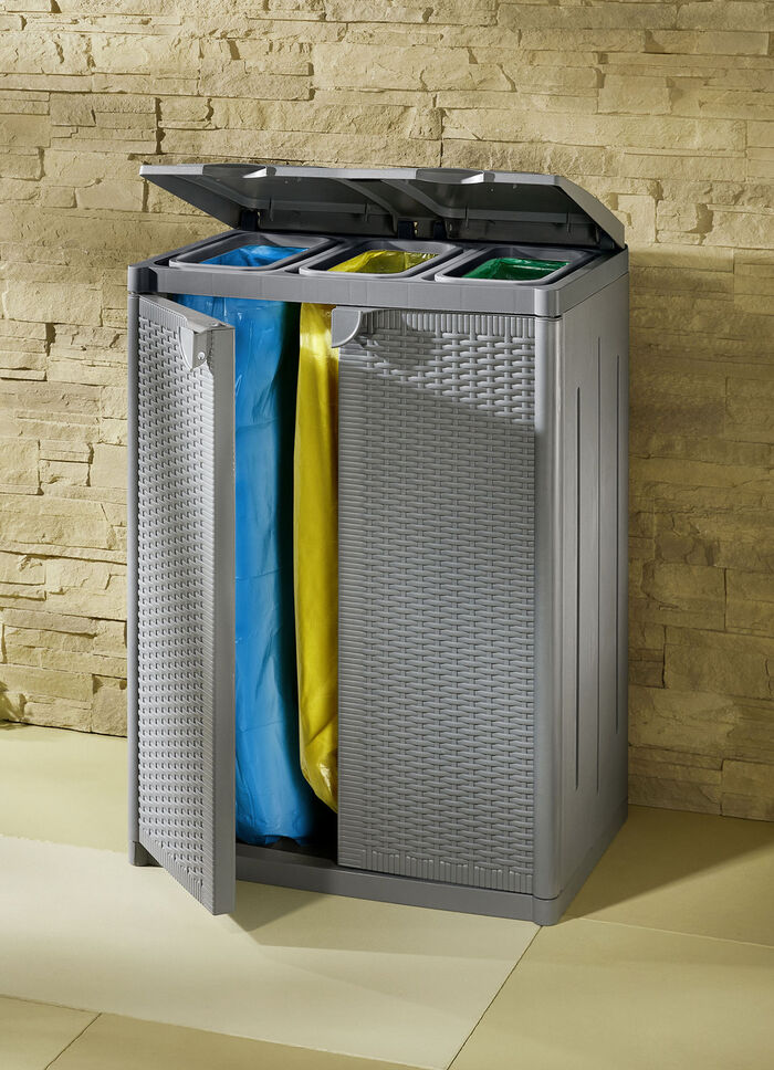 Abfallsammler für 2 oder 3 Müllbeutel HELLGRAU