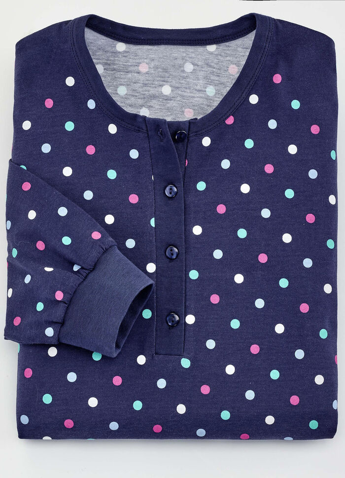 Zweierpack Nachthemden, knielang mit langer Knopfleiste 