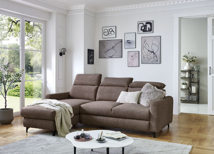 Bequeme Polsterecke mit Bettfunktion BRAUN