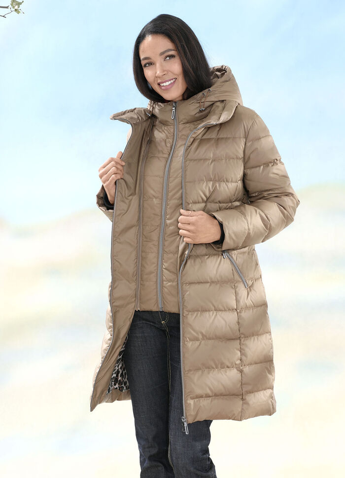 Daunen-Kurzmantel mit Rei&szlig;verschlussleiste 