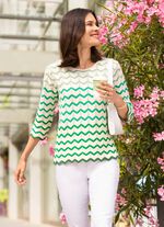 Pullover mit Wellenringeln CREME-GRÜN