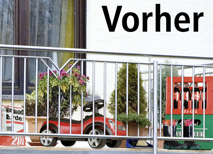 Einseitig bedruckter Balkon-Sichtschutz inkl. Befestigungsmaterial 