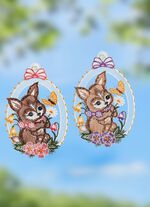 Fensterbild, 2er-Set, aus echter Plauener Spitze 