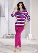 Schlafanzug mit Bündchenabschlüssen und Knopfleiste  