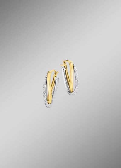 Creolen in Bicolor mit synth. Zirkonia 