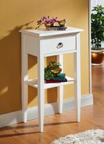 Teilmassiver Beistelltisch mit Schubade und Ablage 