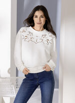 Sweatshirt mit aufwendiger Lochstickerei 