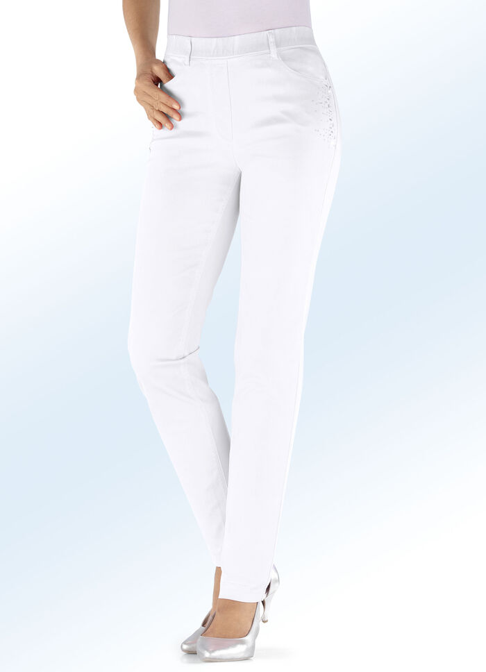 Edle Hose mit funkelnden Glitzersteinchen WEISS