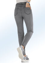 Knöchellange Jeans mit modischer Saumfärbung GRAU