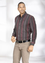 Gestreiftes Hemd aus Feinflanell BRAUN-ROT-WEISS