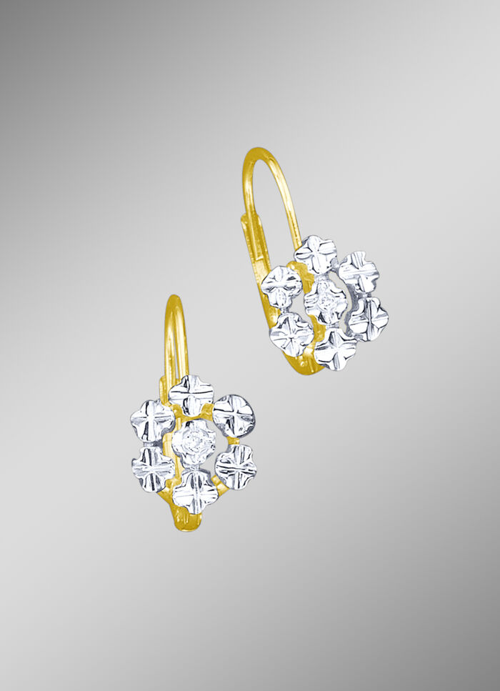 Diamant-Ohrringe in Blütenfrom mit 2 lupenreinen Brillanten 
