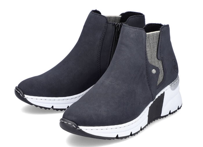 Rieker, modische Damen-Boots, Weite G, mit Reißverschluss DUNKELBLAU