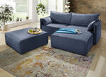 Polsterecke mit Bettfunktion und Hocker BLAU