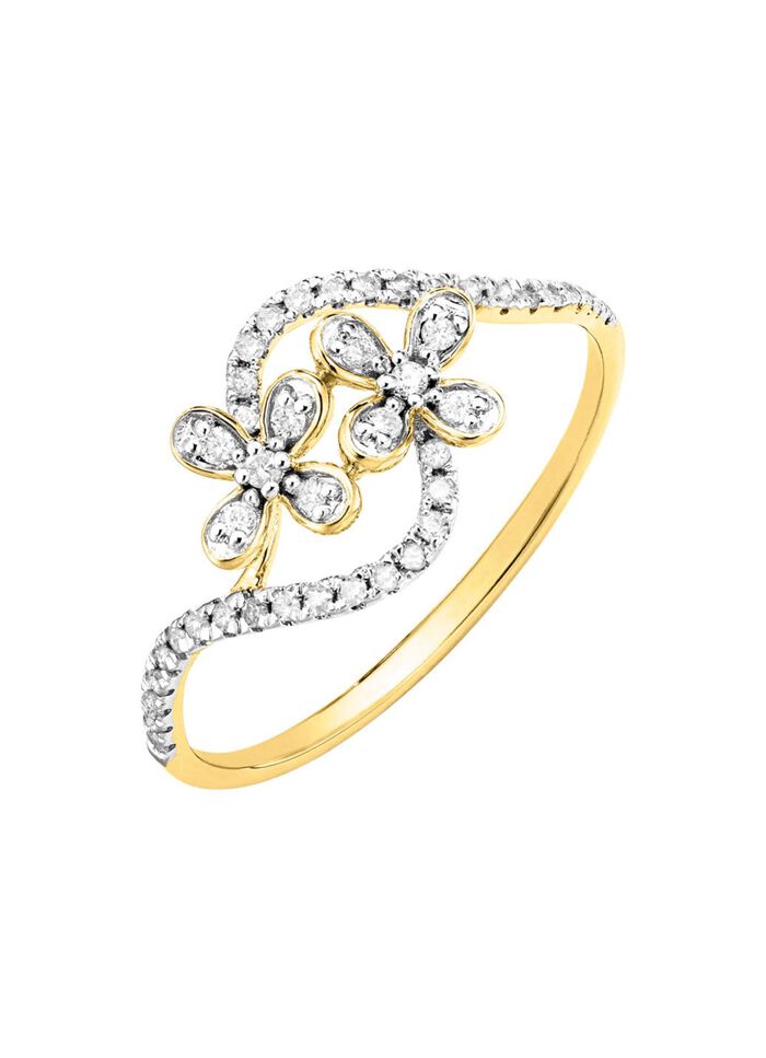 Damenring im Blumen-Design, 10 Brillanten, 34 Diamanten 