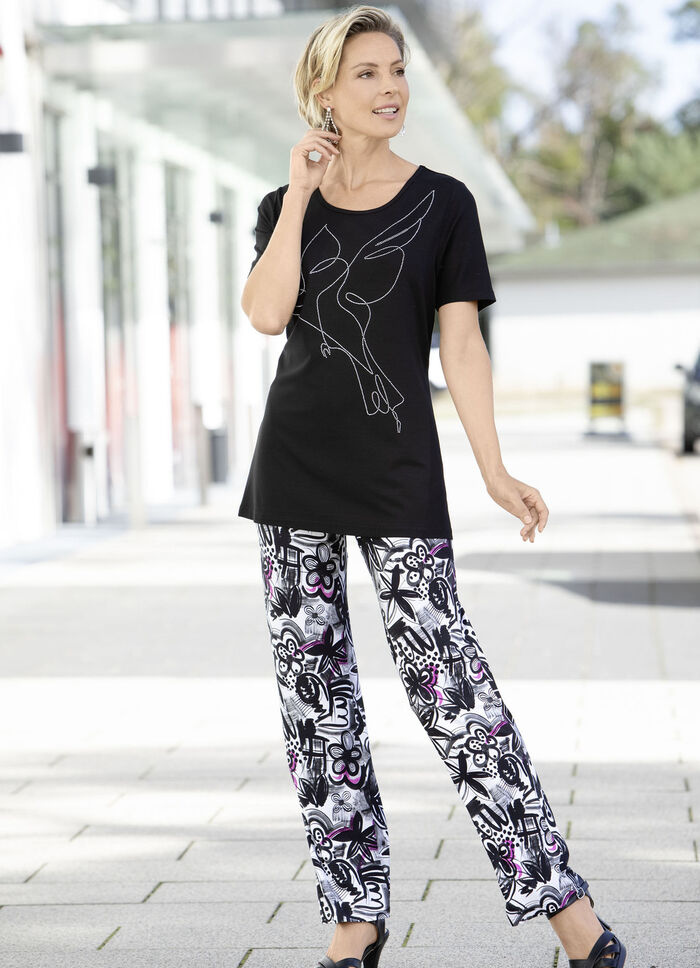 Schwarzes Shirt mit edler Strasszier 