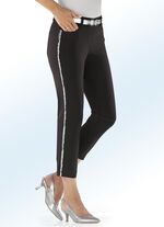 Hose in 7/8-L&auml;nge mit silberfarbenem Galonstreifen SCHWARZ