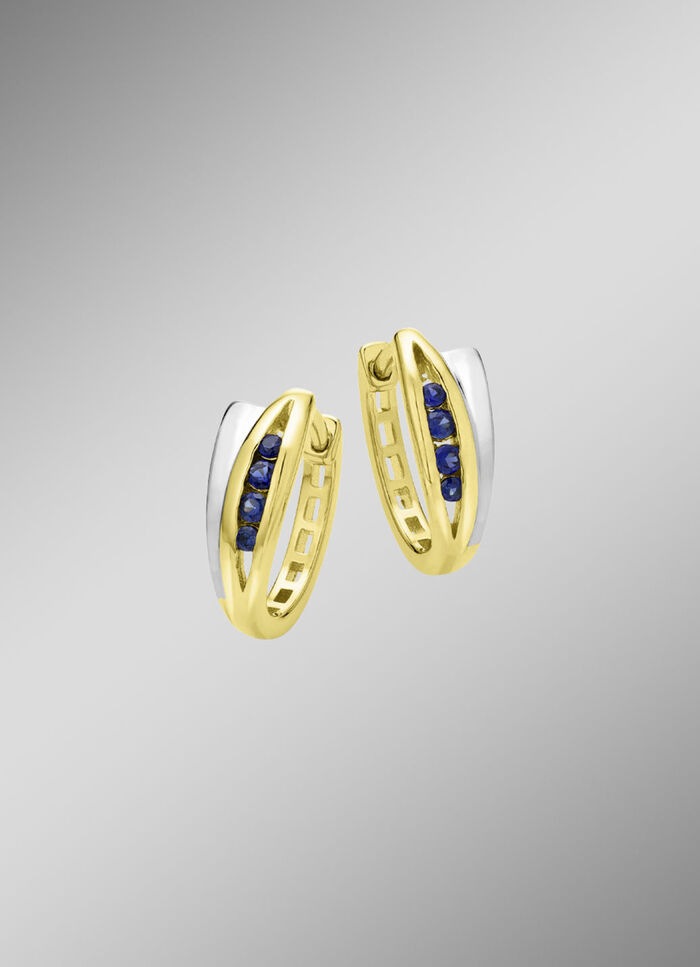 Klappcreolen in Bicolor mit synth. Safir 