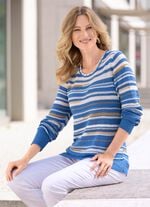 Pullover aus Bändchengarn BLAU-ECRU