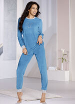 Schlafanzug aus Frottierstretch mit Strasssteinchen und Bündchen 