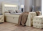 Boxspringbett mit LED-Beleuchtung und Topper CREME