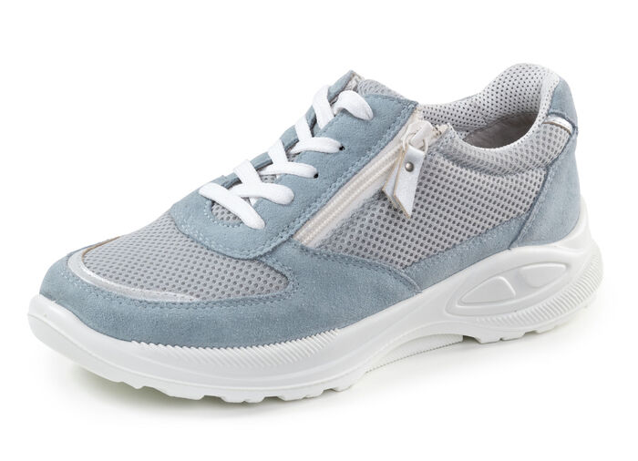 Schnürschuh aus Meshmaterial und Veloursleder HELLBLAU