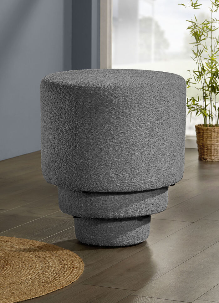 Hockerset, 3-teilig, mit angenehm flauschigem Stoff ANTHRAZIT