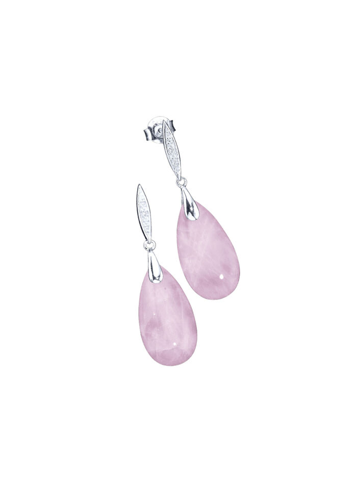Ohrstecker mit Rosenquarz und synthetische Zirkonia 
