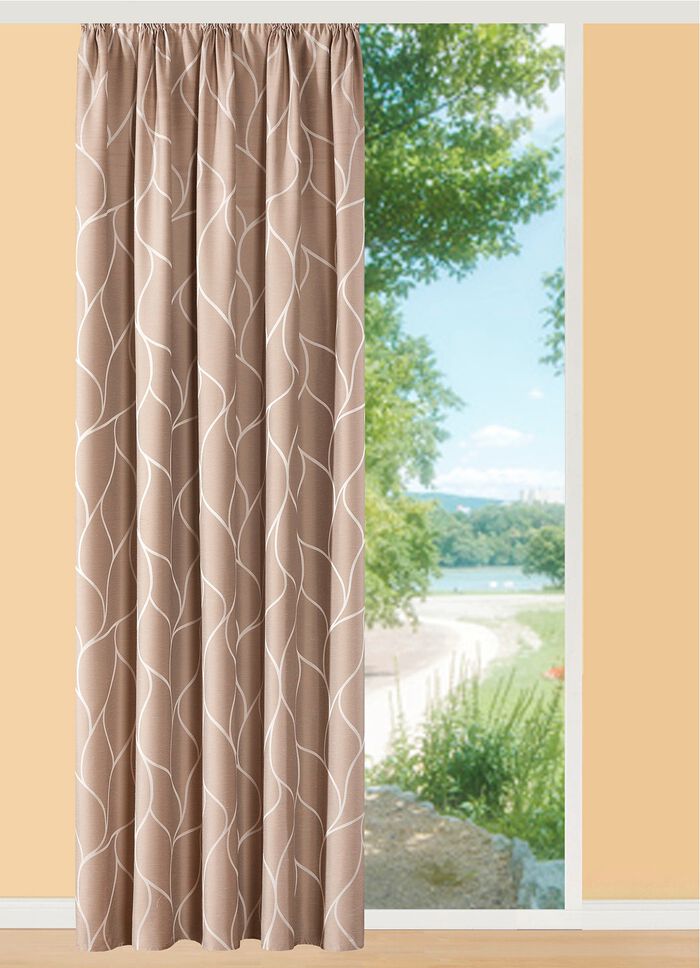 &Uuml;bergardine mit sch&ouml;nem Wellendessin BRAUN