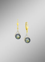 Kostbare Ohrh&auml;nger mit Tahiti-Zuchtperlen und Diamanten 