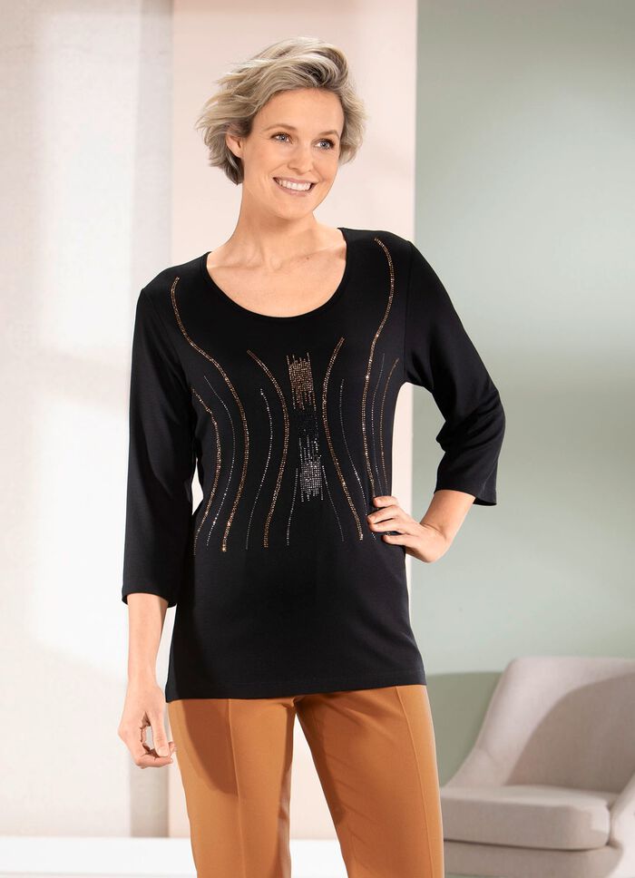 Shirt mit kontrastfarbenen Zierpl&auml;ttchen 