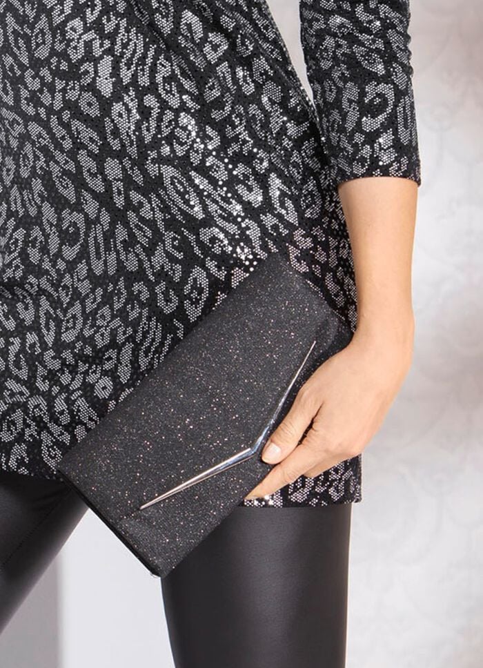 Abendtasche mit abnehmbarer Kette SCHWARZ