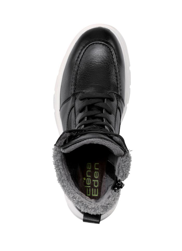 ELENA EDEN Schn&uuml;r-Stiefelette mit kuscheligem Teddy-Kragen SCHWARZ