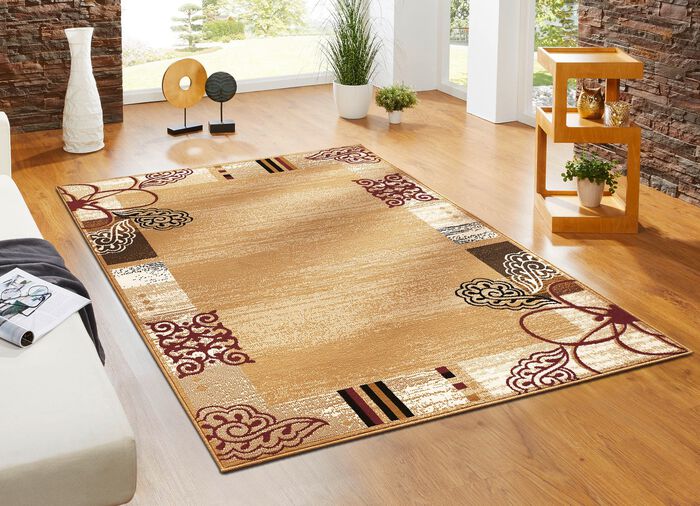 Gewebte Br&uuml;cken und Teppiche mit Bord&uuml;re BEIGE