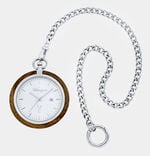 Taschenuhr mit Walnuss und Edelstahl Geh&auml;use 