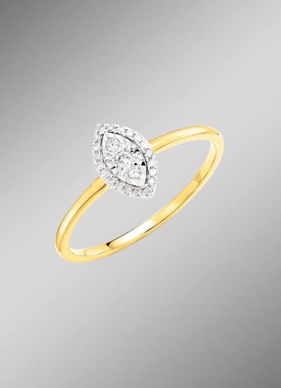 Damenring mit 3 Brillanten und 20 Diamanten 